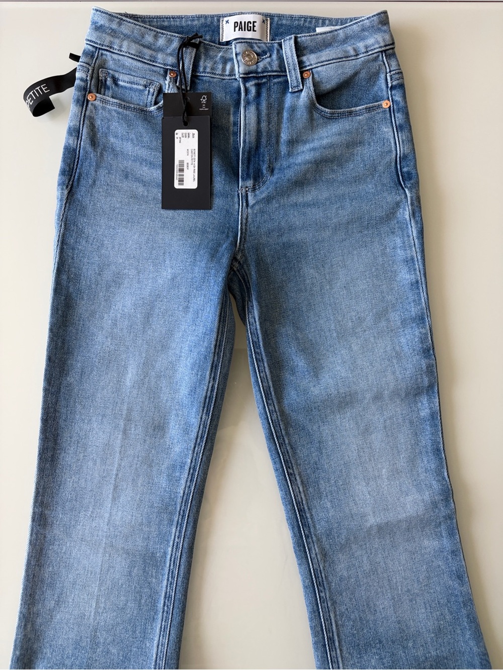 Paige Petites High Rise Laurel Canyon Jeans in Monaco Mist Sz 24 - Picture 7 of 15